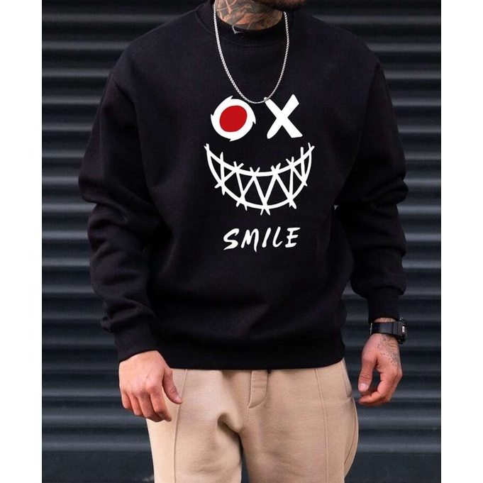 OX Smile Sweatshirt Basic II Sweater Crewneck Print DTF II Sz M - XL Anak &amp; Dewasa ( Pria &amp; Wanita )