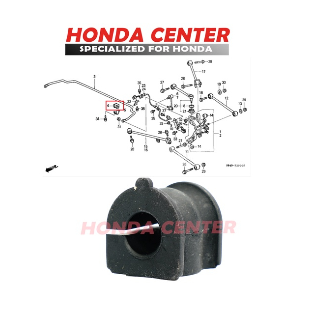 Karet bush bushing stabil stabilizer belah karet roti belakang honda accord vti vtil s84 s86 1998 1999 2000 2001 2002