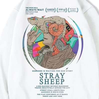 Sweater Basic Crewneck STRAY SHEEP Pria Wanita Bahan Fleece Tebal Ukuran S M L XL XXL XXXL