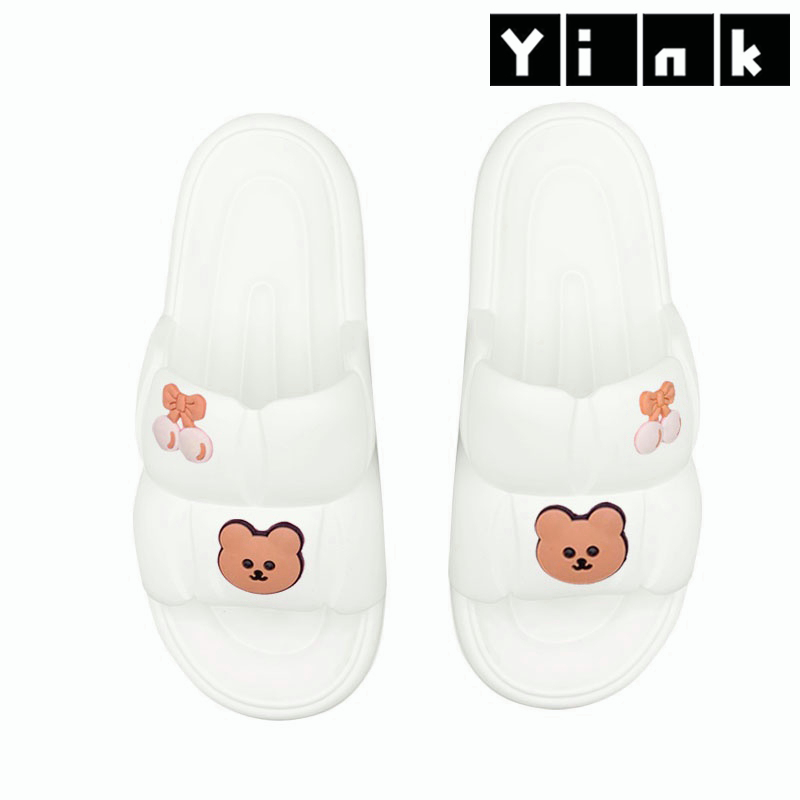 Yink Sandal Bear Jelly Wanita Import Sendal Wanita Terbaru 2022 Sepatu Sandal Wanita Korean Style Sandal Rumah Murah Elastic Empuk EVA-Putih-BEARBELL