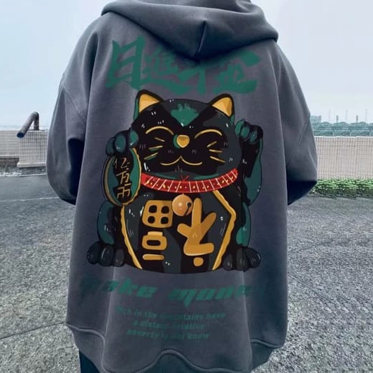 Sweater Hoodie CAT MAKE MONEY Jumper Pria Wanita Ukuran S M L XL XXL XXXL