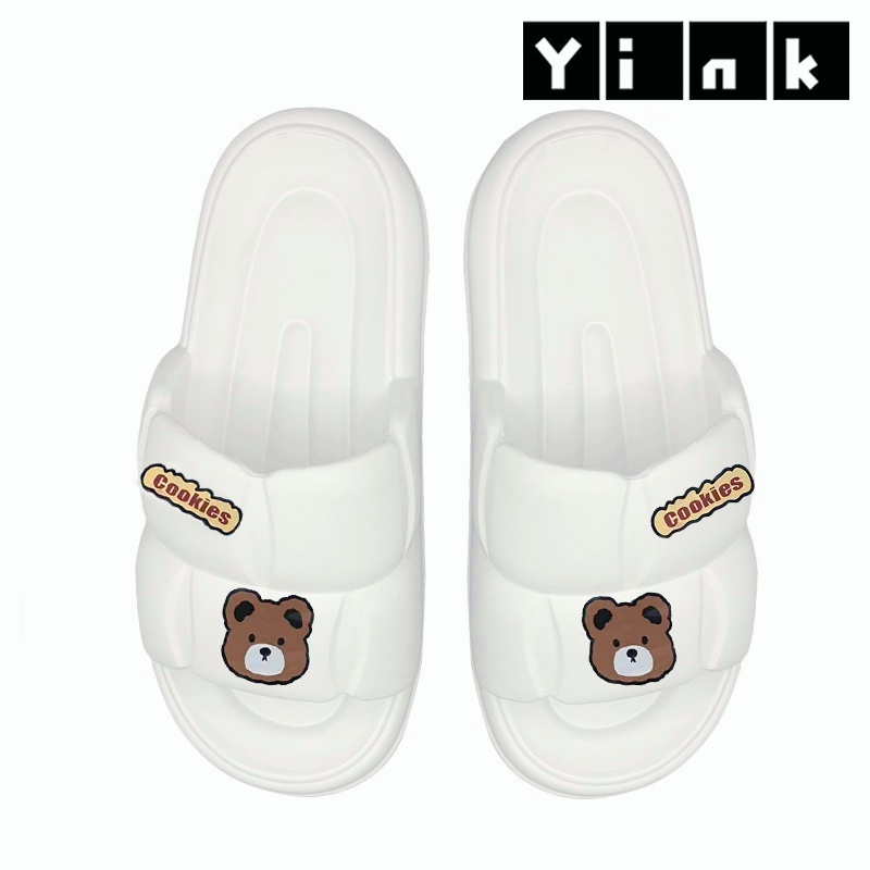 Yink Sandal Bear Jelly Wanita Import Sendal Wanita Terbaru 2022 Sepatu Sandal Wanita Korean Style Sandal Rumah Murah Elastic Empuk EVA-Putih-BEAR