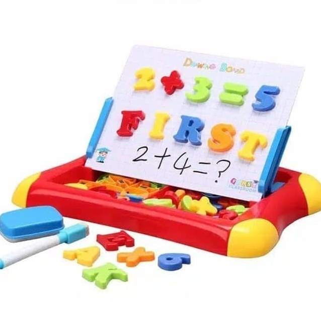 Mainan Permainan Magnetic Learning Table Meja Belajar papan tulis Edukasi white board