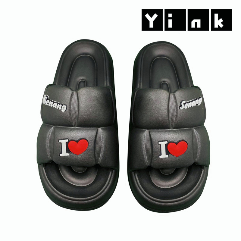 Yink Sandal Bear Jelly Wanita Import Sendal Wanita Terbaru 2022 Sepatu Sandal Wanita Korean Style Sandal Rumah Murah Elastic Empuk EVA-Hitam-SENANG