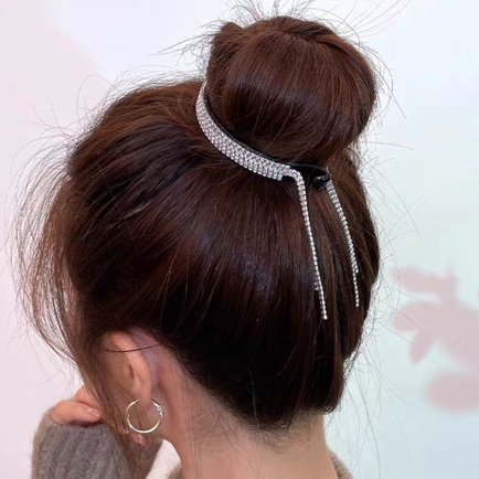 (Hello Girl)F174 Aksesoris Jepit Ponytail /Jepit Rambut Kristal Gaya Korea Import