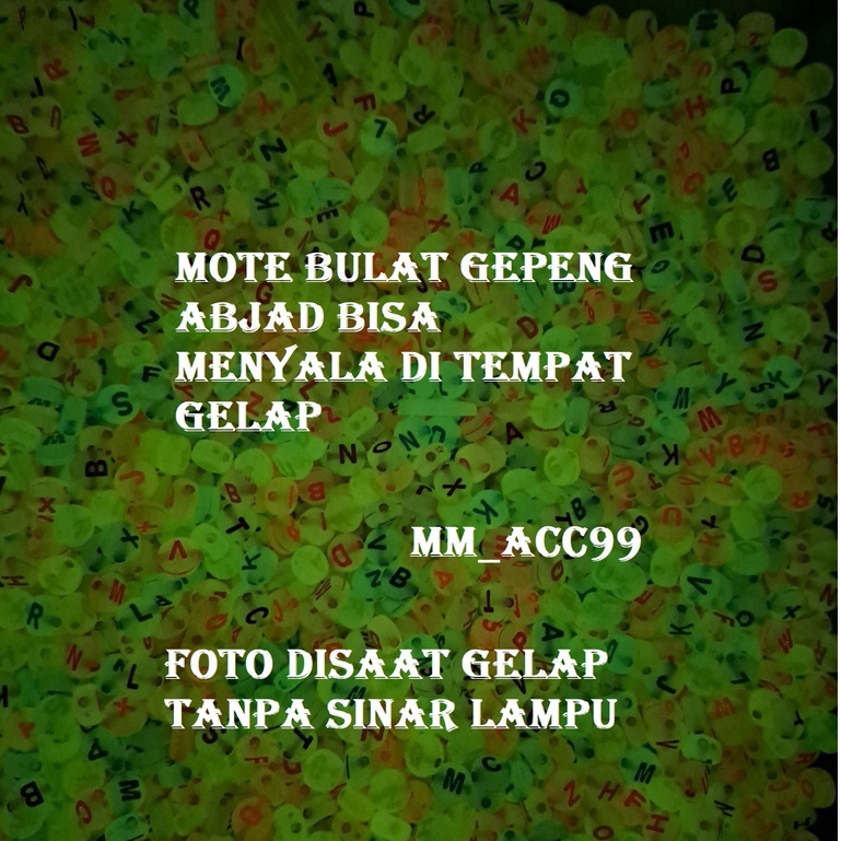 MOTE ABJAD HURUF GLOW IN THE DARK 6MM 1PON