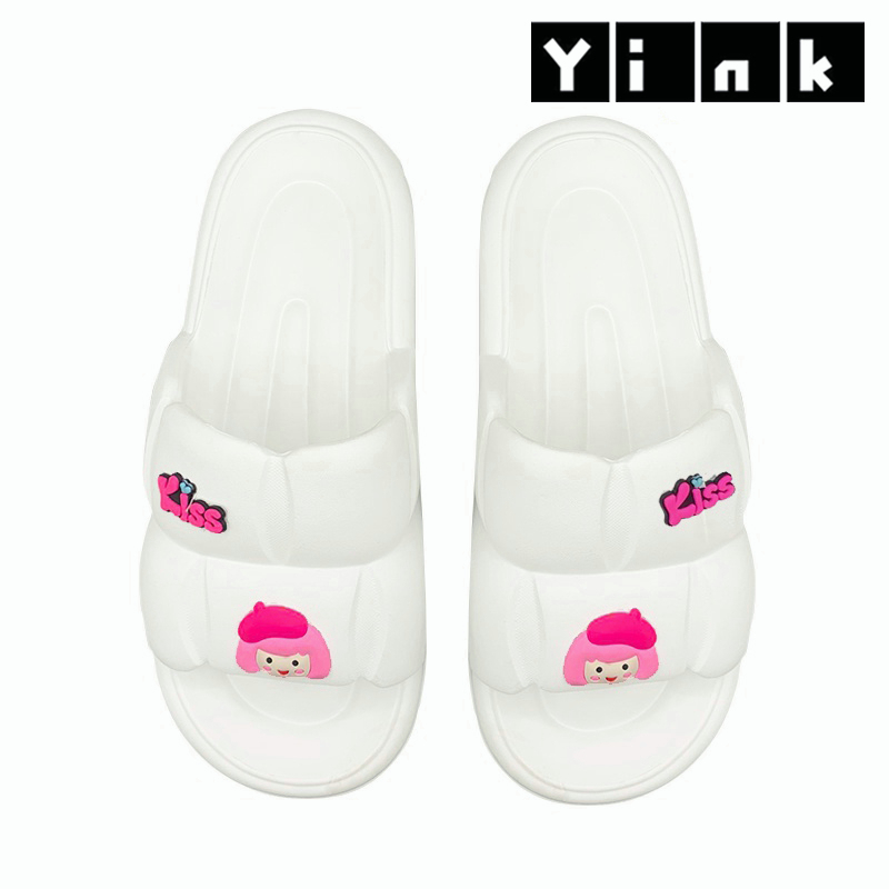 Yink Sandal Bear Jelly Wanita Import Sendal Wanita Terbaru 2022 Sepatu Sandal Wanita Korean Style Sandal Rumah Murah Elastic Empuk EVA-Putih-KISSGIRL