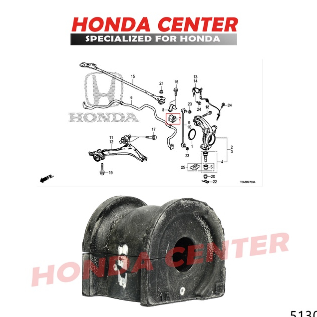 Karet bush bushing stabil stabilizer belah karet roti depan honda accord cr2 2013 2014 2015 2016 2017