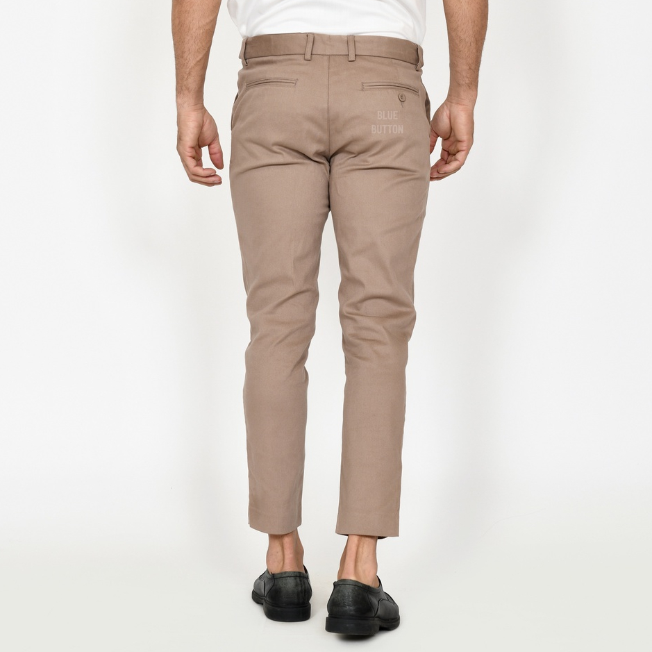 BlueButton Celana Chino Ankle Pants Slim Fit Cream