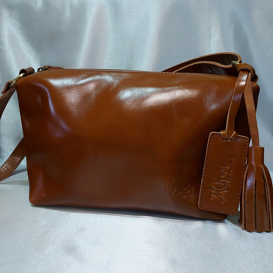 Melrose - Aprodit Bag Genuine Leather - Havana Cokelat - Tas Pouch Wanita Kulit / Tas Pouch Kulit As