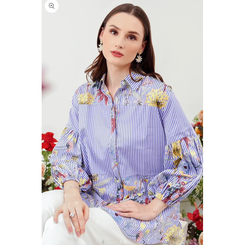 Benang Jarum Romantic Garden Shirt With Puff