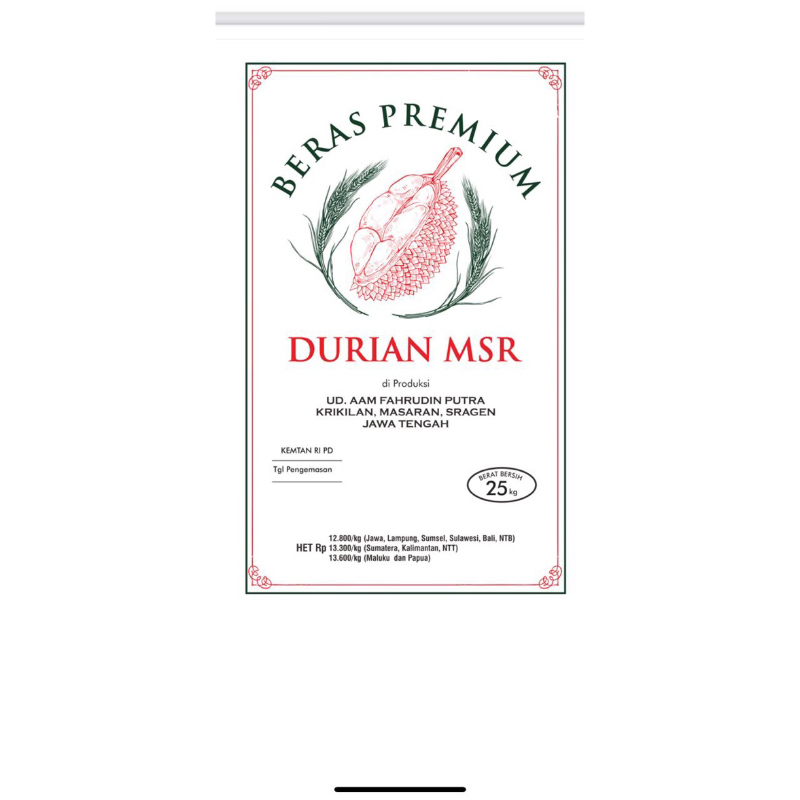 

Beras Cap Durian 25 Kg