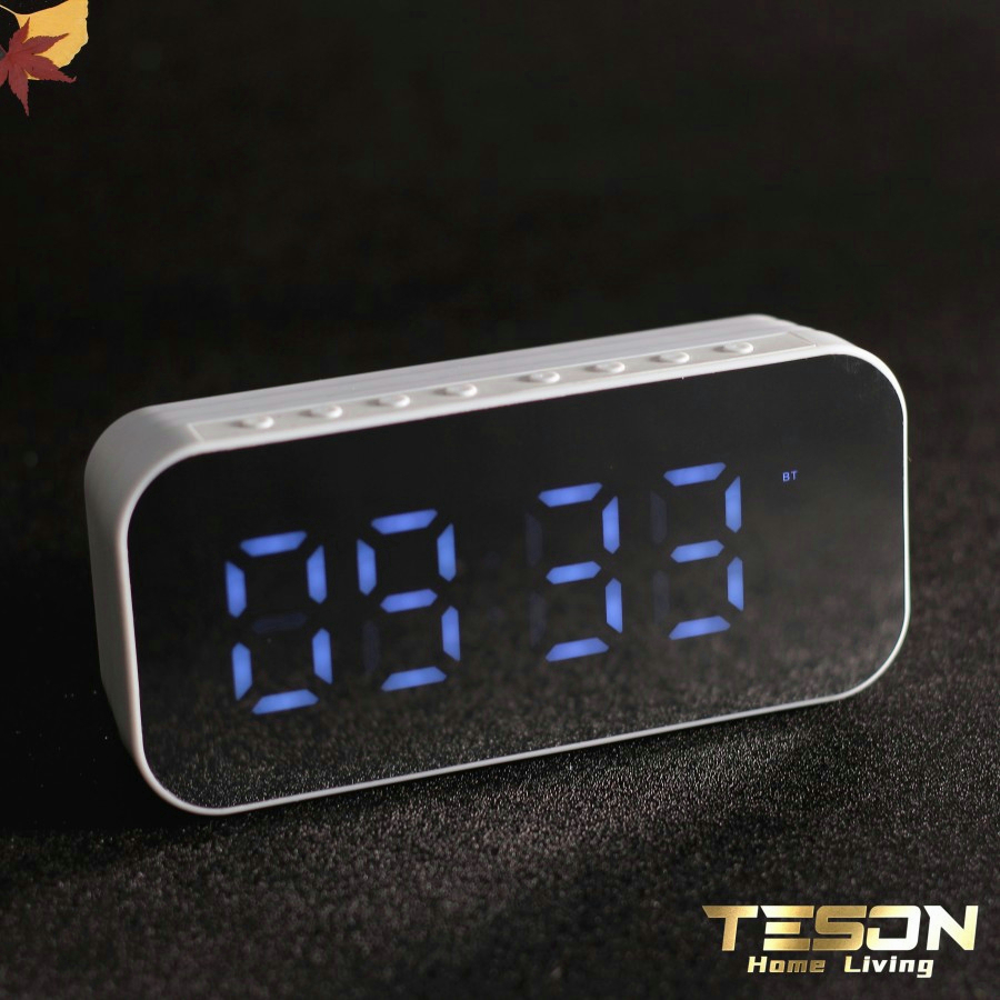 Jam Speaker Bluetooth [Tipe B] Alarm Clock LED Display Mirror Wireless