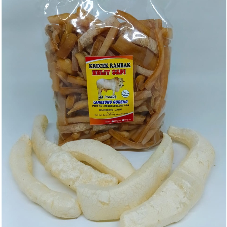 

Kerupuk Kulit Sapi Mentah Potongan Stik / Rambak kulit sapi mentah stik tebal - 500gr