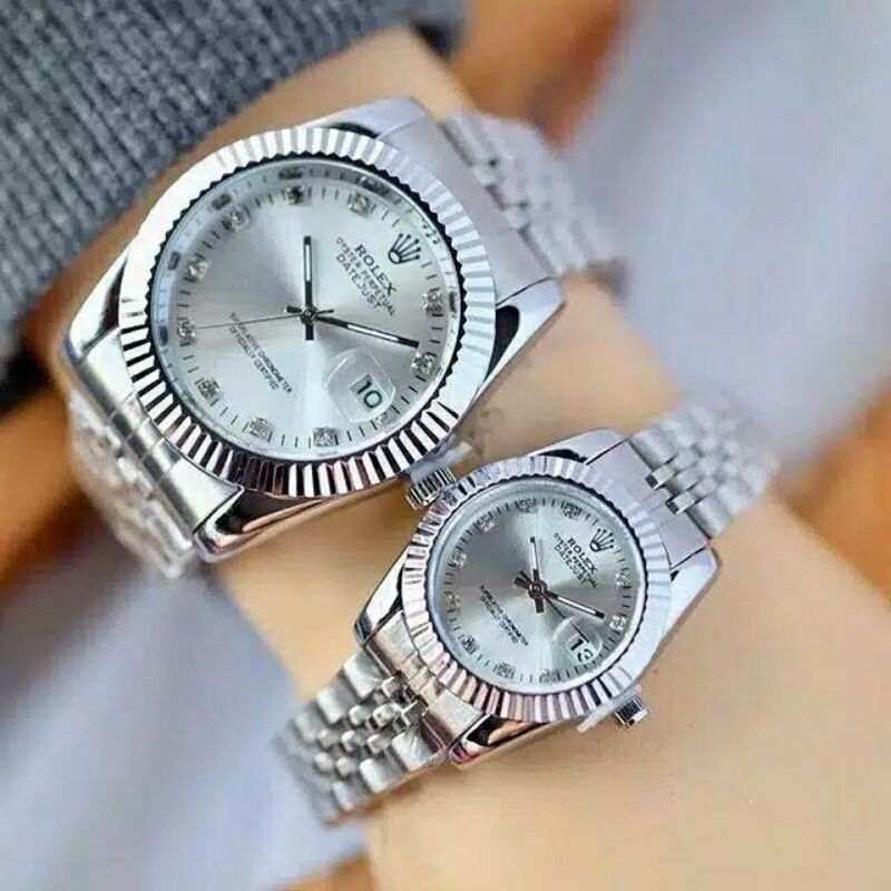 LEBIH KEREN COD!! Jam Tangan Couple Terlaris / Jam Tangan Rolex Stainless Steel Free bok rolex TERMURAH