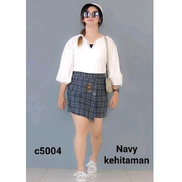 Korean mini skort / Rok celana kotak-kotak