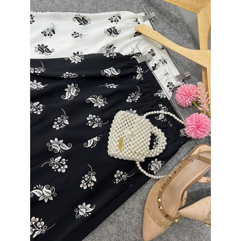 Cherry_ Skirt flower cey crinkle / rok bunga wanita / skirt korean style
