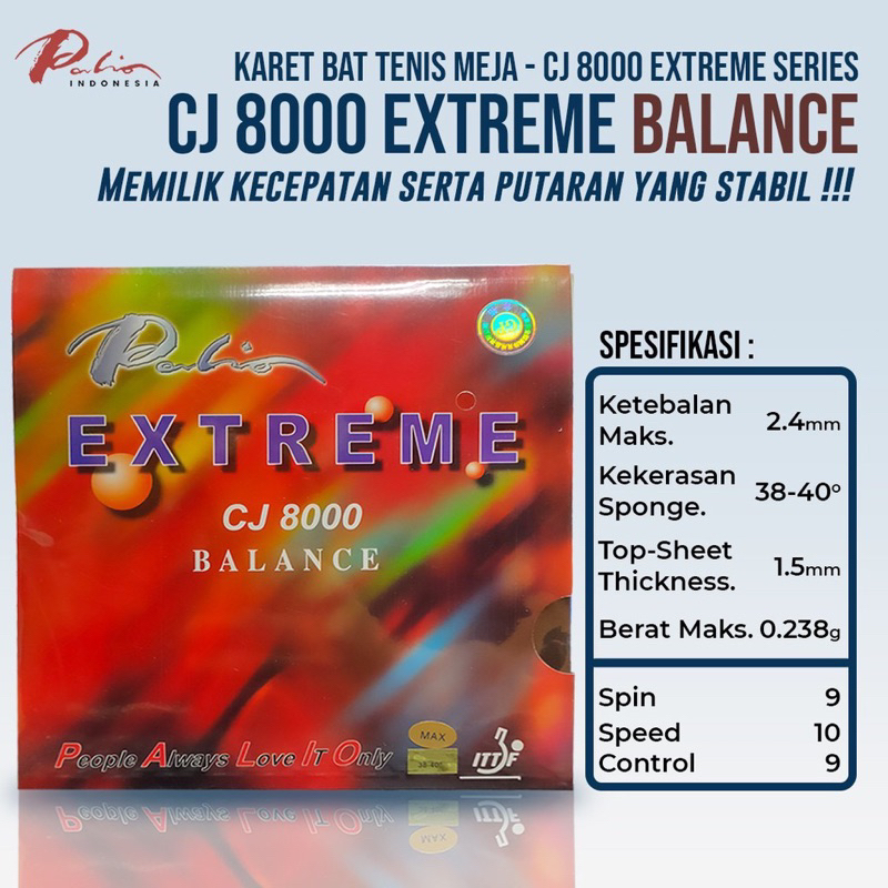 Karet Bet Pingpong Tenis Meja PALIO CJ8000 EXTREME BALANCE Original