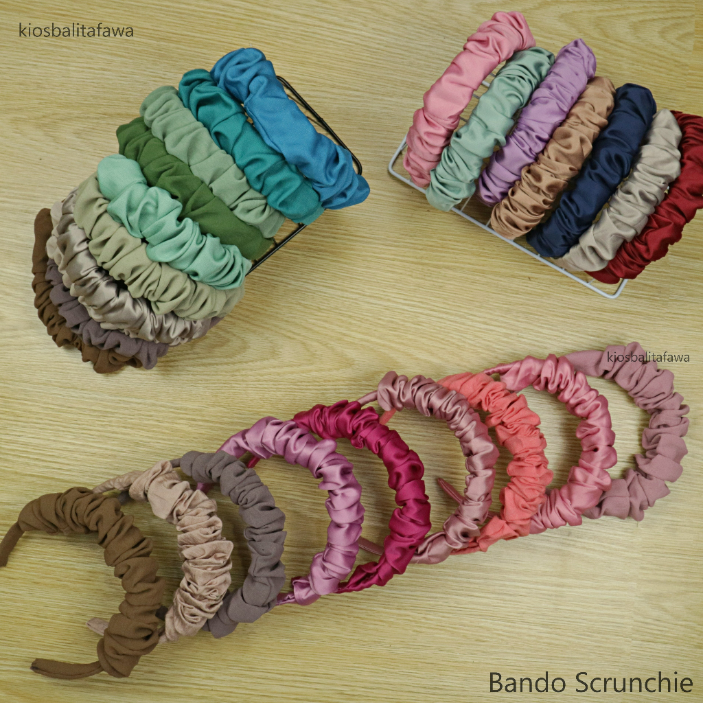 [POLOS] Bando Scrunchie / Bando Kerut Headband Korean Style Murah Polos Wanita Babycinnamon