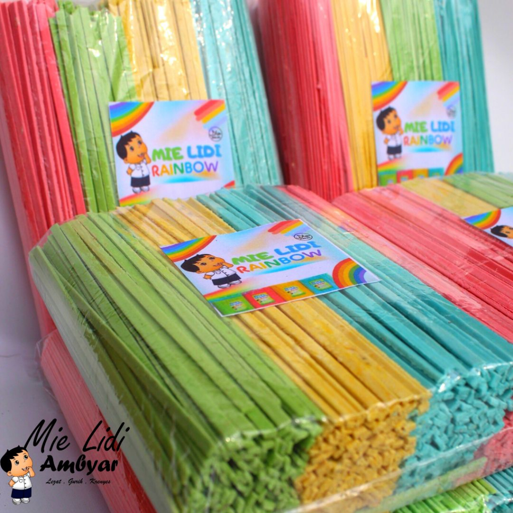 Maem_Yummy Mie Lidi Manis Renbow/Mie Lidi Gepeng Manis/Lidi Manis/Mi Lidi Kiloan/Mie Warna