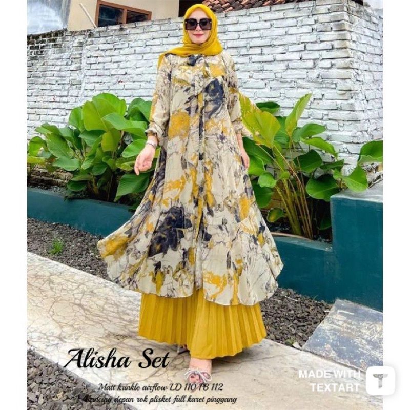 Setelan outer terbaru kekinian/Alisha  set/Set gamis 2in1/Alisha Marbel set/Alisha marble set vol.3