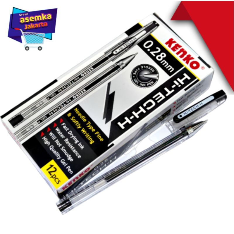 Bolpen Pulpen Gel Kenko 0,28mm Hi-Tech-H Pen Gel Berkualitas 12pcs