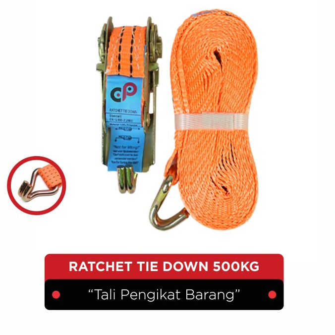 Ratchet Tie Down 500KG x 10M |Cargo Lashing Belt |Tali Pengikat Barang