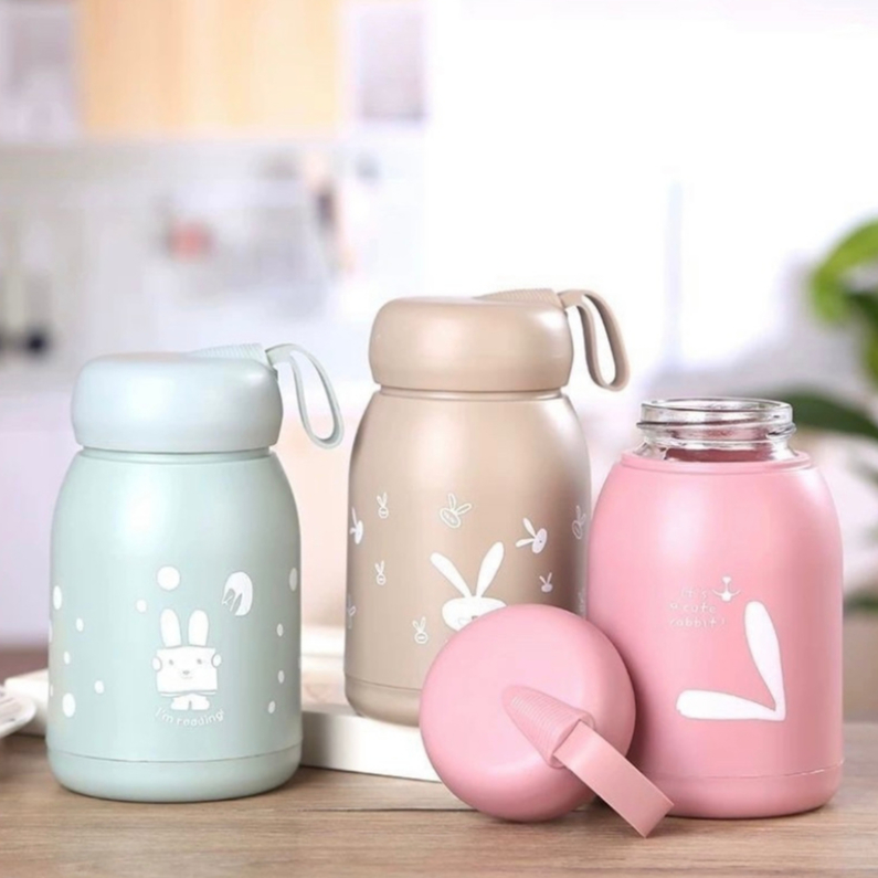 Botol Minum Kaca Bening Cocok Untuk Anak-Anak / Botol Minum Anak Karakter Lucu / Botol Minum Motif K