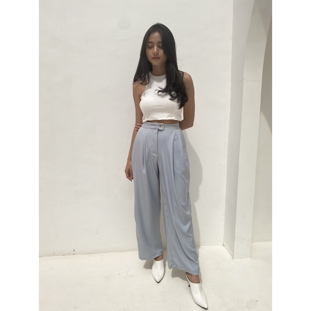 Peach Poppy VIVIAN  Soft Twill Pants Detail with 1 Button - Celana Panjang Wanita Twill Premium 1 Kancing