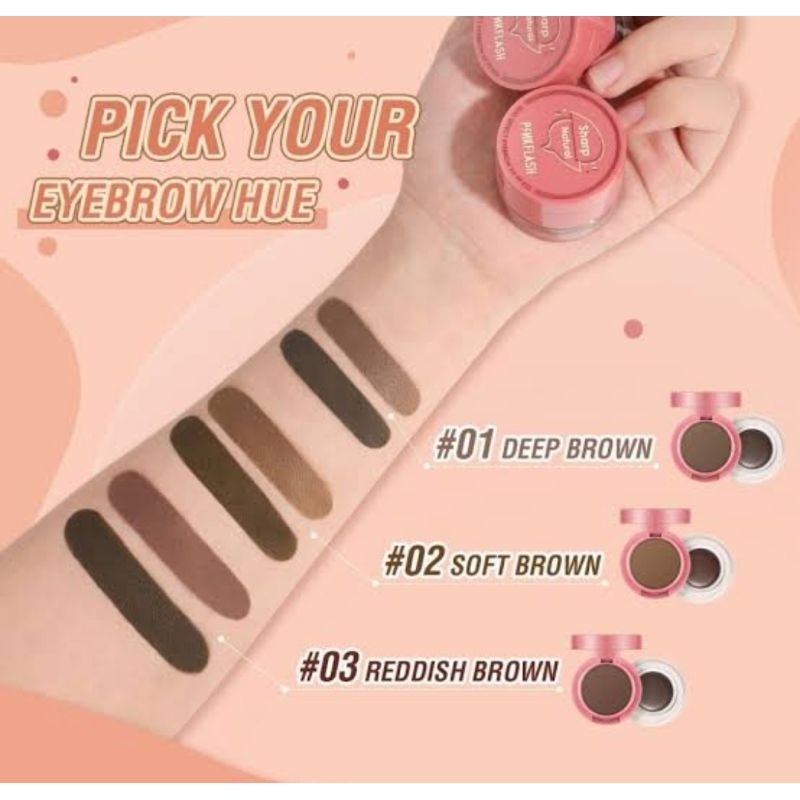 Pinkflash Duo effect Eyebrow kit PF E22 pensil alis coklat abu