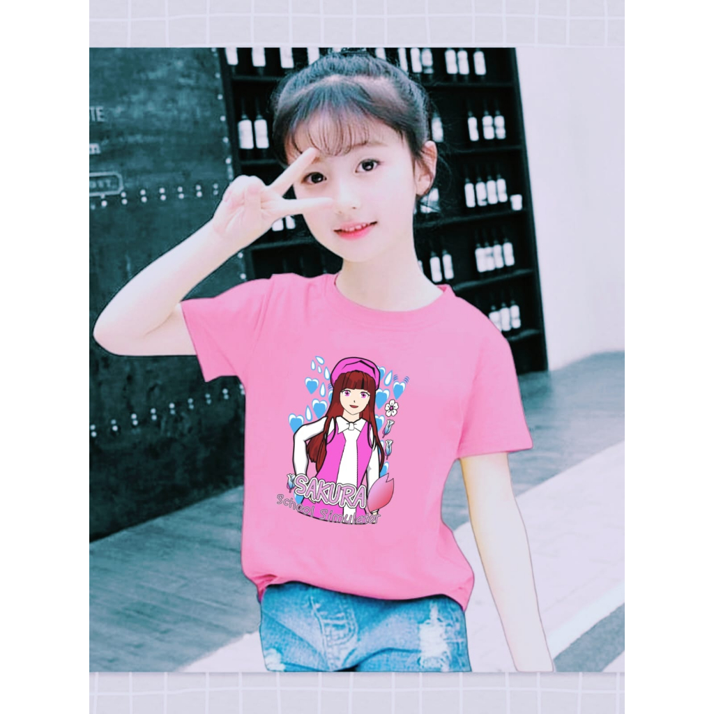 kaos anak perempuan Usia 1-12 tahun lengan pendek sakura school simulator