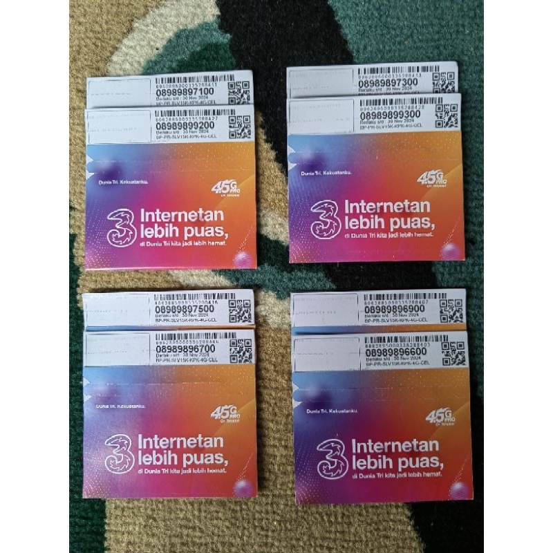 KARTU PERDANA TRI 4G NOMOR COUPLE CANTIK + PAKET DATA 8 GB