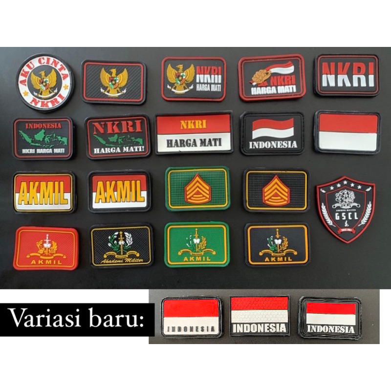 Rubber Patch Velcro / Emblem Karet / Perekat Karet NKRI INDONESIA AKMIL AKADEMI MILITER Bagian 1