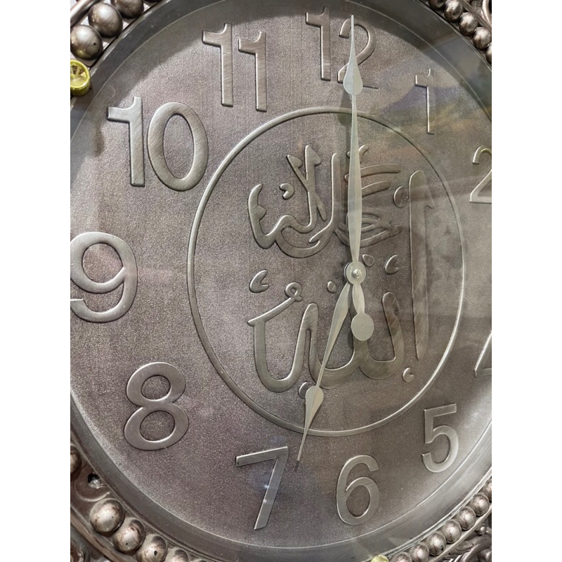 JAM KALIGRAFI PETAK JUMBO JAM DINDING SILVER