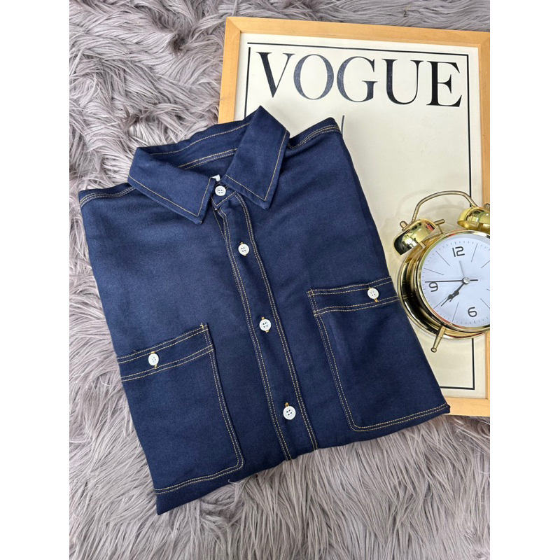 Gu by unq pocket denim blouse