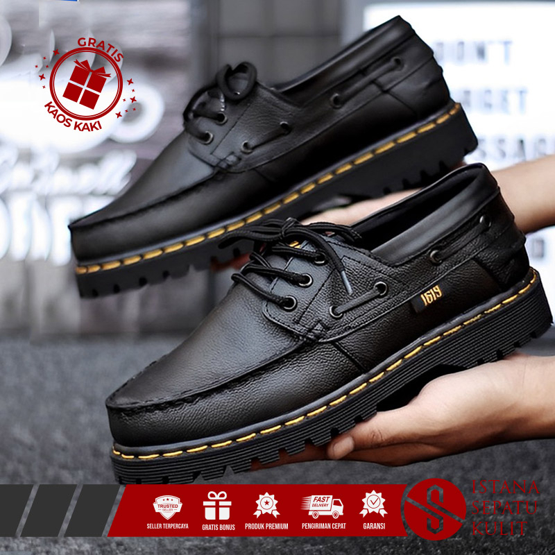 SEPATU KULIT ASLI PRIA LOAFERS ORIGINAL SPATU CASUAL TALI KERJA KONDANGAN KANTOR ACARA LUTTON BERKUA