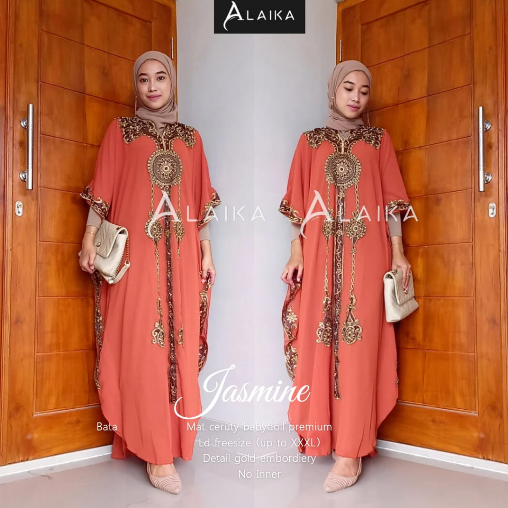 Jasmine Kaftan Bordir Jumbo Kaftan Lebaran Original Produk By Alaika