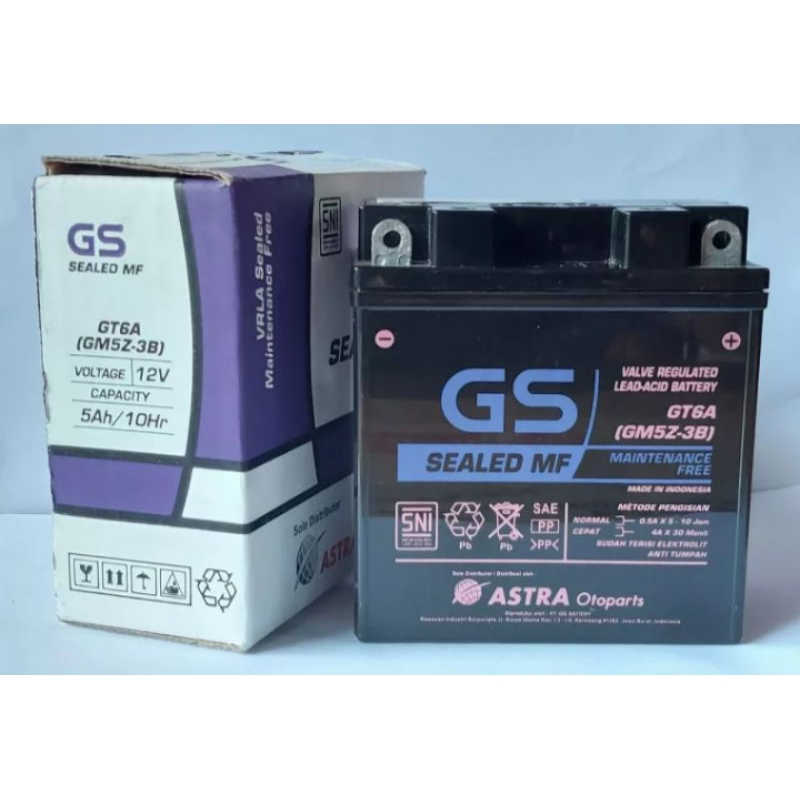 Aki Kering GS Astra GM5Z-3B/GT6A Mio Sporty Smash grand Yuasa Motobatt honda federal