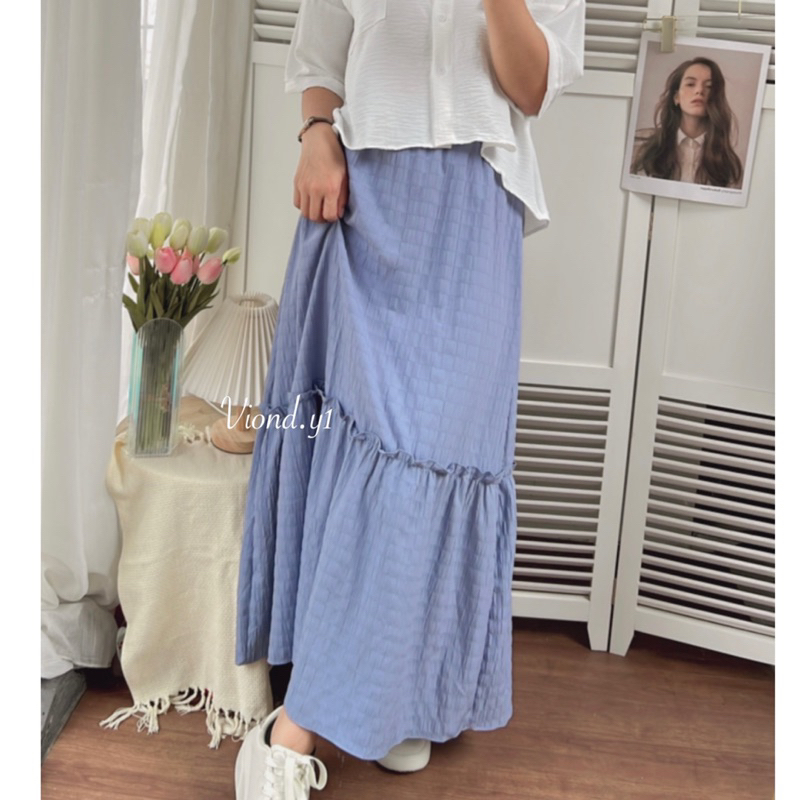 rok korea / skirt wanita / long skirt bahan kringkel import 117