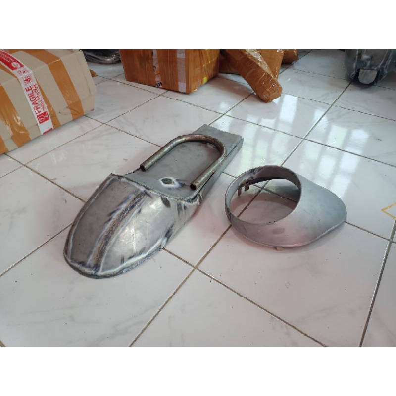 Paket Jok hornet caferacer visor lampu 5.75inch dan leter u pendek custom