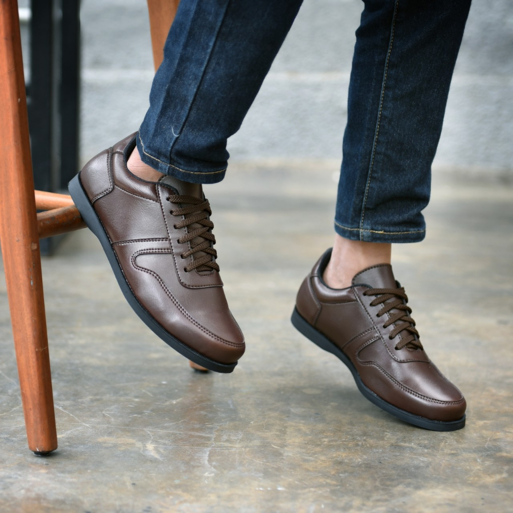 RIONZ PEDRI SERIES - SepatuFormal Pantofel Pria Resmi Formal Tali Hitam Coklat Kulit PU Original Brown Black Kantor Kuliah Casual Gereja Pesta Kondangan Nikahan Kerja Perkantoran PNS Guru Gaya Trendy Kekinian Terlaris Murah