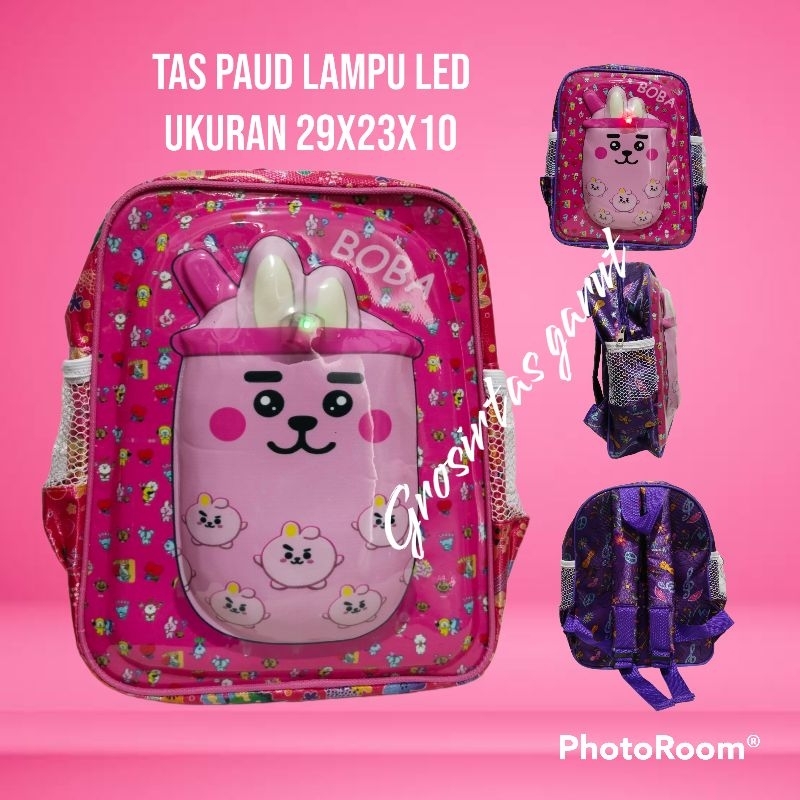 Tas Ransel Anak Perempuan Karakter BOBA Ransel Tk Boba Lampu Led 3D