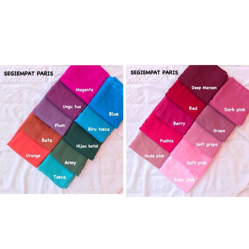 90+ WARNA SQUARE PARIS JADUL PREMIUM / HIJAB SEGIEMPAT DAILY PARIS LEGEND JILBAB