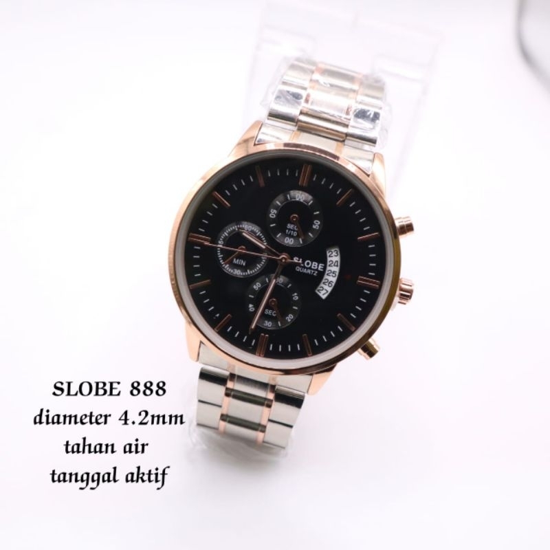 Jam Tangan Rantai Pria Original SLOBE Type888 | Jam Tangan Cowok Elegan Mewah dan Murah