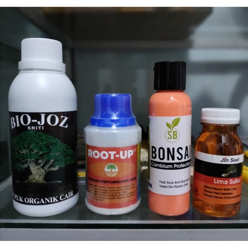 Paket hemat pupuk bonsai saleb kambium lime sulfur root up perangsang akar bio joz untuk tanaman pup