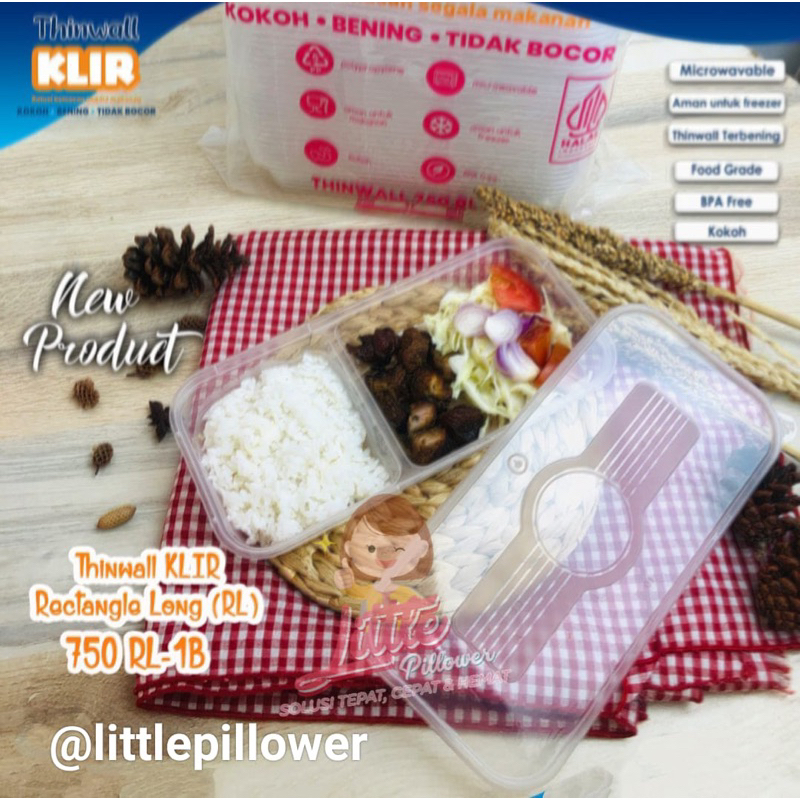 (Isi 25pcs) Thinwall Klir Rectangle Long Food Grade - Thinwall Super Bening 750ml