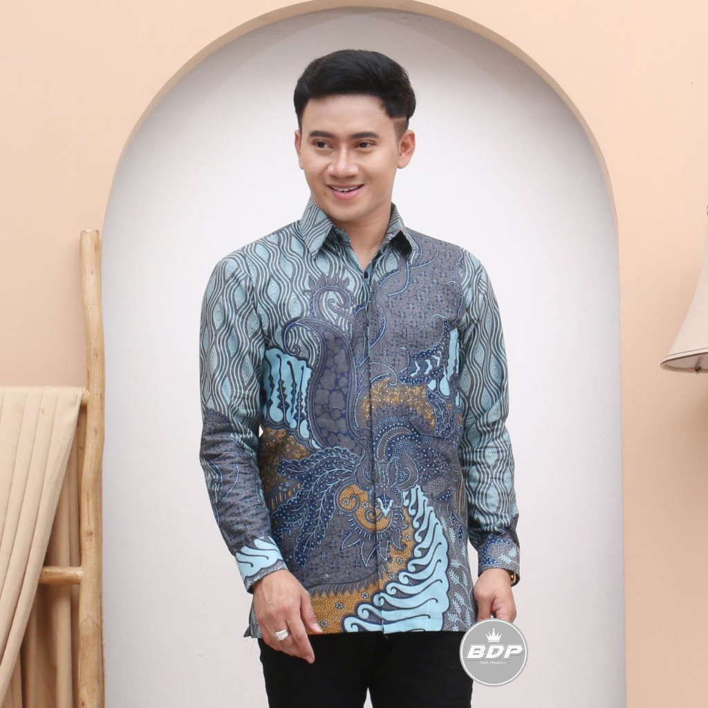 Baju Batik Pria Kemeja Batik Pria Lengan Panjang M L XL XXL Batik Pria Modern Batik Kerja Pria Batik Kantor Pria Seragam Batik