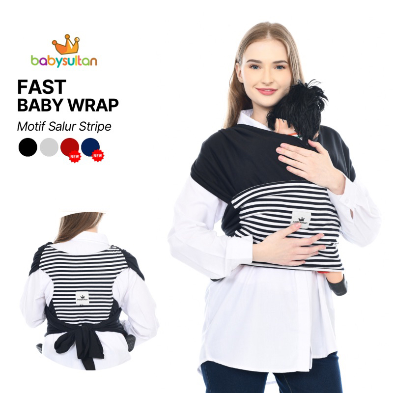 Gendongan Bayi 3in1 Fast Baby Wrap Motif Salur Stripe dengan Sash Belt babysultan