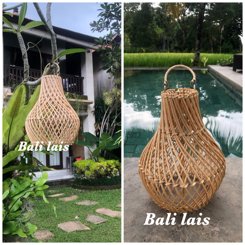 kap lampu rotan model kendi/kap lampu rotan/kap lampu gantung