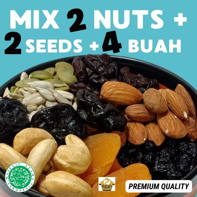 

TRAIL MIX 8 200GR KACANG MEDE KACANG ALMOND SUNFLOWER PUMPKIN BLUEBERRY APRICOT PLUM DARK RAISIN